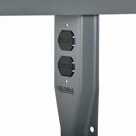 Global Industrial 32H C-Channel Open Flared Fixed Height Leg for 30D Workbench, 1 Leg, Gray 319394GY